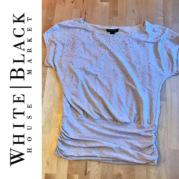 White House Black Market Tops - White House Black Market Rhinestone Cream Top